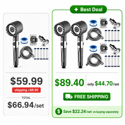 2026 new ion drop shower head with handheld filter shower, turbocharger with multiple spray modes, built-in filter on/off switch