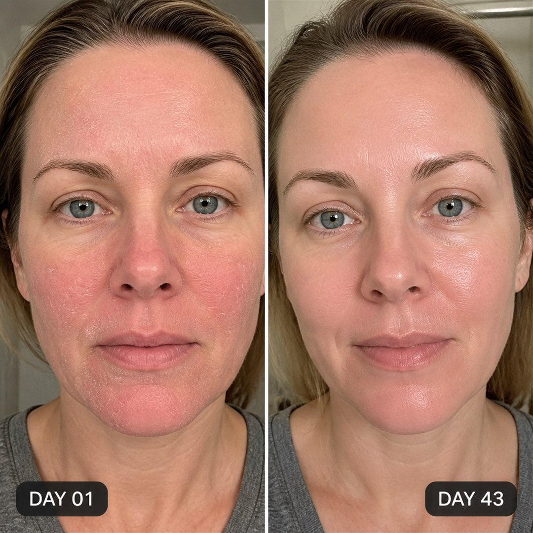 Customer skin before and after 43 days of filtered showering