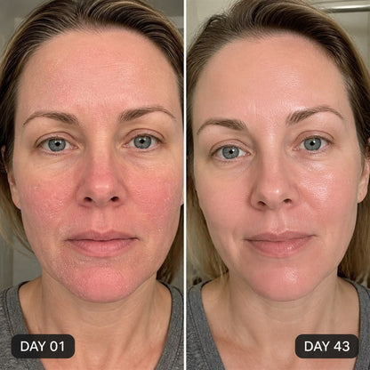 Customer skin before and after 43 days of filtered showering