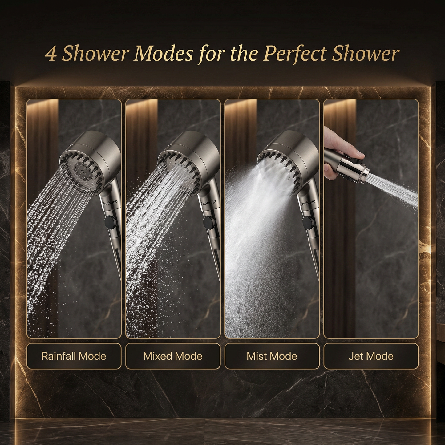 2026 new ion drop shower head with handheld filter shower, turbocharger with multiple spray modes, built-in filter on/off switch