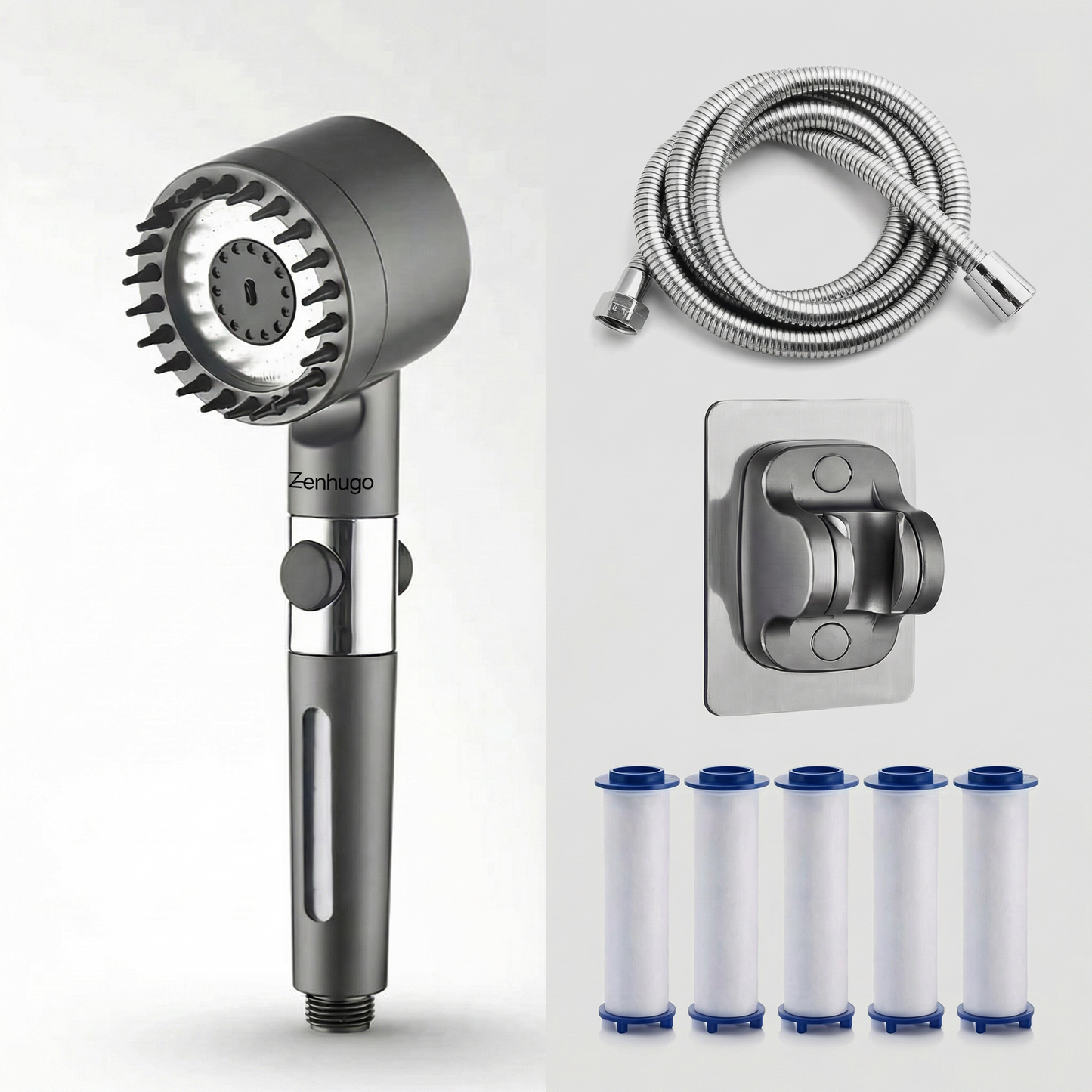 2026 new ion drop shower head with handheld filter shower, turbocharger with multiple spray modes, built-in filter on/off switch