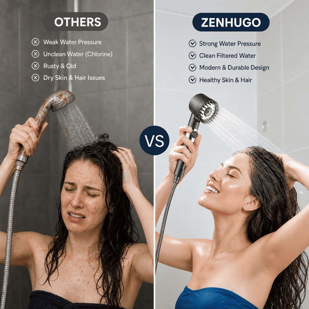 Zenhugo 18-Stage Filtered Shower Head — Cleaner Water for Softer Skin & Stronger Hair