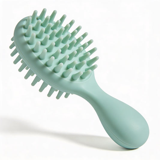 Soothing Scalp Massage Brush - mint silicone bristles with ergonomic handle