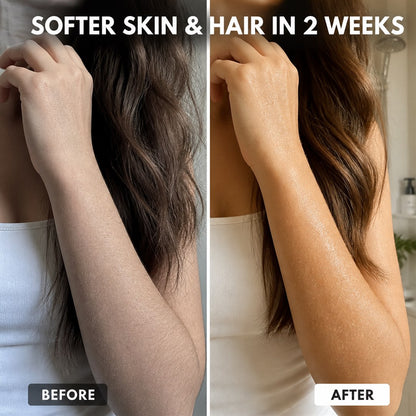 Softer skin and hair in 2 weeks — before and after of skin and hair after switching to filtered shower water